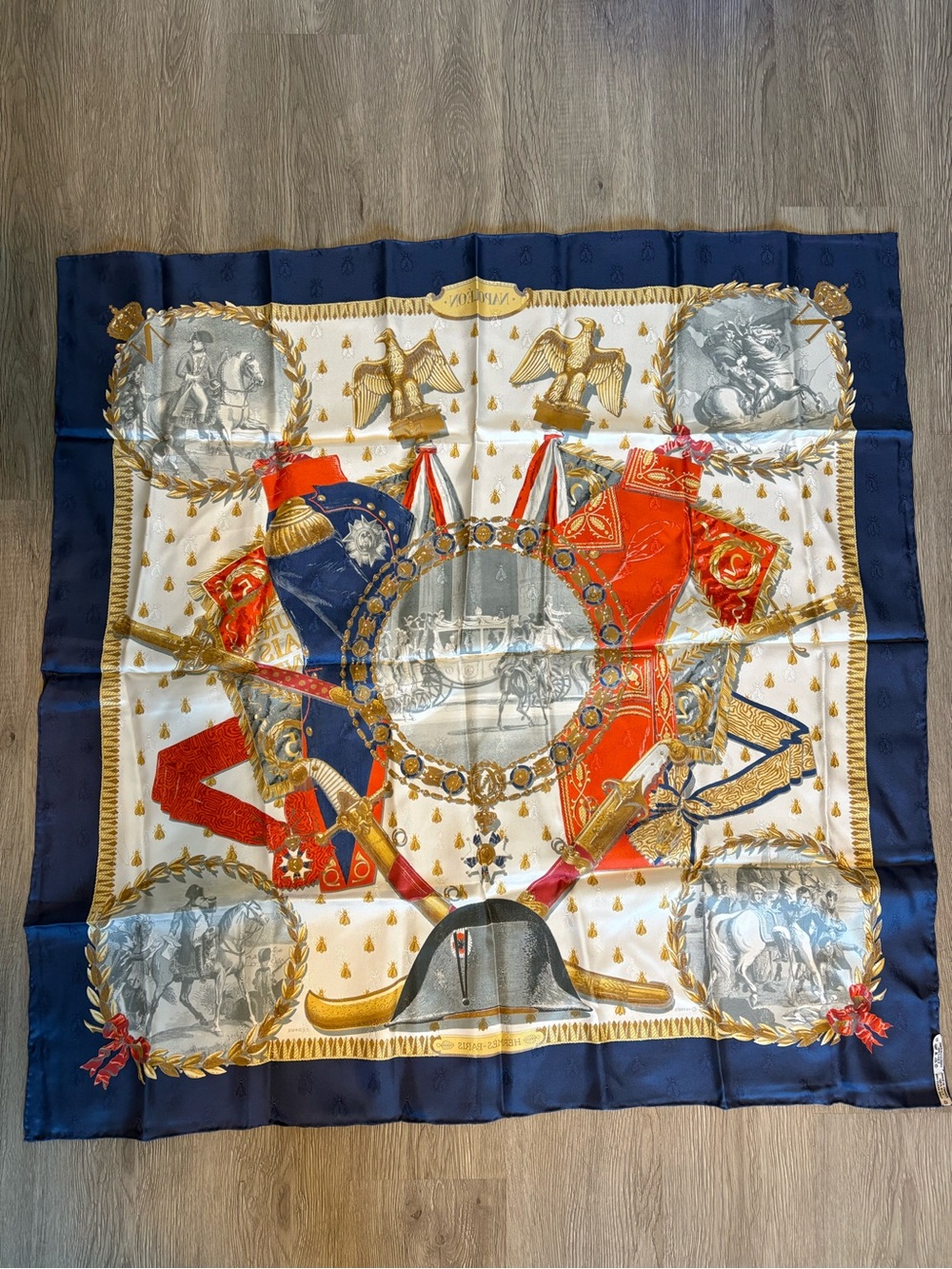 Hermés Napoléon Jacquard Silk Scarf - Blue & Multicolor Print - like new